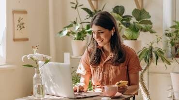 Remote printing woman working from home